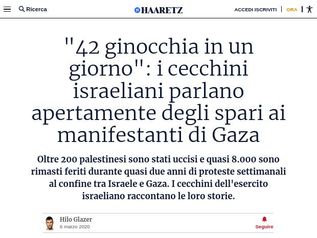 Gara tra i cecchini israeliani per colpire alle ginocchia i manifestanti di Gaza, compresi i bambini, durante le marce per il ritorno